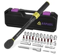 ANPUDS Chiave Dinamometrica 3/8'', 5-50Nm Bici e Moto Chiave Dinamometrica, 26 Pezzi Kit di Manutenzione con Barra di Prolunga, 3/8"-1/4" Adattatore, Presa per Candele, Giunto Universale, Hex e Torx