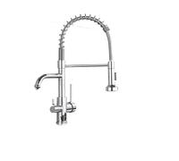 ANQECAJH 1 pz Rubinetto da Cucina con Acqua filtrata, Doppio beccuccio, Miscelatore for lavello da appoggio, Rubinetto a Foro Singolo, Miscelatore Caldo e Freddo(Chrome)