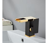 ANQECAJH Rubinetto for lavabo a LED Rubinetto a Cascata in Ottone Temperatura Cambia Colore Miscelatore for Bagno Rubinetto for lavabo da Incasso Rubinetti for lavabo Bianco Nero Oro(SLT096-BG)