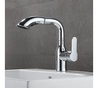 ANQECAJH Rubinetto for lavabo con doccetta Estraibile Girevole Retrattile Rubinetto for Bagno monoforo Caldo e Freddo - Oro(Blanc)