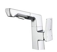 ANQECAJH Rubinetto for lavandino del Bagno con doccetta Estraibile in Ottone, Rubinetto for lavandino monoforo, Caldo e Freddo, Grigio(Gris)