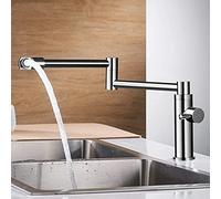 ANQECAJH Rubinetto Singolo for Acqua Fredda da Cucina in Ottone for Miscelatore monocomando for Acqua da Cucina, Girevole a 360°, riempitivo for pentole, Pieghevole, Stile retrò, Montato sul Ponte