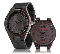 ANQIYI Orologio in legno con incisione personalizzata, per anniversario, compleanno, laurea, regalo per marito, amore, papà, mamma, figlio, amico, orologio in legno (nero)
