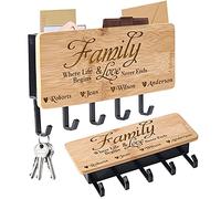 ANQIYI Portachiavi con incisione personalizzata, da parete, con 5 ganci, organizer per chiavi, per ingresso, fango, corridoio, cucina, ufficio