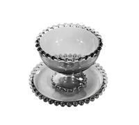 ANQKYO 2 tazze da dessert in vetro, coppe for gelato, perline, in, for insalata di frutta, e piattini for Per Feste(Gray2)