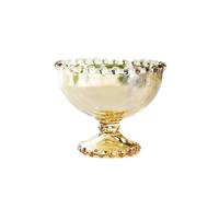 ANQKYO 2 tazze da dessert in vetro, coppe for gelato, perline, in, for insalata di frutta, e piattini for Per Feste(Gold)