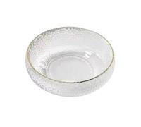 ANQKYO Barattolo piatto for caramelle Cucina Sala da pranzo Bar Stoviglie Piatti insalata Vetro for la casa Ciotola di vetro Rotonda Insalata frutta dessert Per Servire(L-Transparent gold)