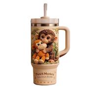 ANQKYO Borraccia Rilassante Punch Monkey Bicchiere in rilievo con scimmia punch, simpatica scimmietta isolato in acciaio inossidabile