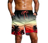 ANQKYO Pantaloncini da Bagno con Coulisse in Vita, da Uomo, con Stampa di Palme, for Le Vacanze estive, Eleganti, Traspiranti per Nuoto, Surf(Mix Color 08,2XL)