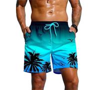 ANQKYO Pantaloncini da Bagno con Coulisse in Vita, da Uomo, con Stampa di Palme, for Le Vacanze estive, Eleganti, Traspiranti per Nuoto, Surf(Mix Color 01,L)