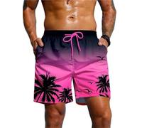 ANQKYO Pantaloncini da Bagno con Coulisse in Vita, da Uomo, con Stampa di Palme, for Le Vacanze estive, Eleganti, Traspiranti per Nuoto, Surf(Mix Color 06,M)