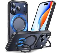 Anqrp 360° Custodia Monopezzo per iPhone 17 PRO, con Anello di Supporto Magnetico Girevole, Compatibile con MagSafe, Custodia Antiurto in Stile Militare Opaca per iPhone 17 PRO da 6,3 Pollici, Nero