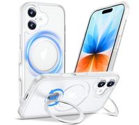 Anqrp Custodia all-in-one a 360° per iPhone 17 con supporto magnetico girevole ad anello, compatibile con Mag-Safe, MIL-Grade antiurto iPhone custodia per iPhone 6,3 pollici, nebbia opaca trasparente