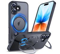 Anqrp Custodia all-in-one a 360° per iPhone 17 con supporto magnetico girevole ad anello, compatibile con Mag-Safe, MIL-Grade antiurto custodia per iPhone 6,3 pollici, nero