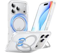 Anqrp Custodia all-in-one a 360° per iPhone 17 Pro con supporto magnetico girevole ad anello, compatibile con Mag-Safe, MIL-Grade antiurto iPhone 17 Pro, trasparente opaco