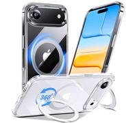Anqrp Custodia con supporto a 360° tutto in uno per iPhone Air, trasparente, (supporto magnetico robusto), compatibile con Mag-Safe, non ingiallisce, trasparente