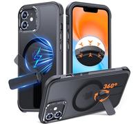 Anqrp Custodia magnetica girevole a 360° per iPhone 12/12 Pro con cavalletto invisibile regolabile, compatibile con Mag-Safe, protezione contro le cadute di grado Mil, custodia per telefono opaca