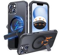 Anqrp Custodia magnetica girevole a 360° per iPhone 14/13 con cavalletto invisibile regolabile, compatibile con Mag-Safe, protezione contro le cadute di grado Mil, custodia per telefono opaca