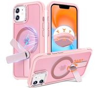 Anqrp Custodia magnetica iPhone 12/12 Pro, Supporto Invisibile Rotante a 360°, Compatibile con MagSafe, Protezione Militare Antiurto, Opaca Antigraffio, Rosa