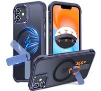 Anqrp Custodia magnetica iPhone 12/12 Pro, Supporto Invisibile Rotante a 360°, Compatibile con MagSafe, Protezione Militare Antiurto, Opaca Antigraffio, Blu Marine