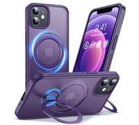 Anqrp Design per iPhone 12/12 Pro Custodia con supporto magnetico regolabile a 360°, compatibile con Mag, Custodia antiscivolo per iPhone 12/12 Pro protettiva robusta di grado militare, Viola