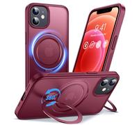 Anqrp Design per iPhone 12/12 Pro Custodia con supporto magnetico regolabile a 360°, compatibile con Mag, Custodia antiscivolo per iPhone 12/12 Pro protettiva robusta di grado militare, Rosso