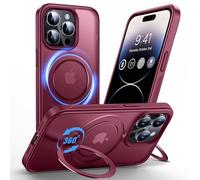 Anqrp Design per iPhone 14 Pro Custodia con supporto magnetico regolabile a 360°, compatibile con Mag, Custodia antiscivolo per iPhone 14 Pro protettiva robusta di grado militare, Rosso