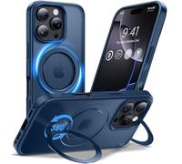 Anqrp Design per iPhone 16 Pro Custodia con supporto magnetico regolabile a 360°, compatibile con Mag, Custodia antiscivolo per iPhone 16 Pro protettiva robusta di grado militare, Blu