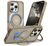 Anqrp Design per iPhone 16 Pro Custodia con supporto magnetico regolabile a 360°, compatibile con Mag, Custodia antiscivolo per iPhone 16 Pro protettiva robusta di grado militare, Titanio Oro