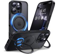 Anqrp Design per iPhone 16 Pro Custodia con supporto magnetico regolabile a 360°, compatibile con Mag, Custodia antiscivolo per iPhone 16 Pro protettiva robusta di grado militare, Nera