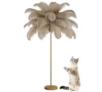 ANram Lampada da Terra con Piume di Struzzo, Lampade con Piume Moderne Semplici Illuminazione da Terra, Illuminazione a LED, Lampada con Piume in Stile Arte Moderna, Lampada da Terra con Treppiede