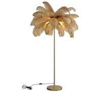 ANram Lampada da terra con piume, elegante lampada da terra in piuma di struzzo naturale per camera da letto, soggiorno, con interruttore a pedale, lampadina LED G4 cammello