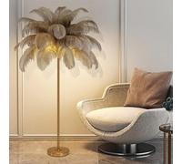 Lampada da Terra con Piume, Lampade con Piume di Struzzo Naturale Lampada da Terra in Oro, Moderna Lampada da Terra con Piume con Elegante Paralume, Lampada Alta con Piume per Camera da Letto