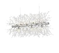 ANram Lampadari Vintage Fuochi D'artificio G9 Illuminazione Moderna A LED Lampada a Sospensione in Cristallo K9, Plafoniera Rettangolare con Dente di Leone Sala da Pranzo Soggiorno Cucina Isola Il