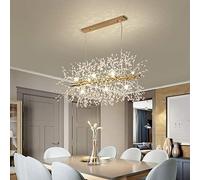 ANram Lampadari Vintage Fuochi D'artificio G9 Illuminazione Moderna A LED Lampada a Sospensione in Cristallo K9, Plafoniera Rettangolare con Dente di Leone Sala da Pranzo Soggiorno Cucina Isola Il