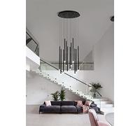 AnraM Lampadario moderno Lampada a sospensione a soffitto Lampada a LED compatibile con soggiorno Sala da pranzo Scala girevole duplex a tubo lungo Lampada a sospensione grande regolabile Better life