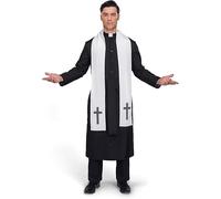 Anraocoss Costume da sacerdote da uomo, da Vikar, per Halloween, travestimenti spirituali e religiosi, taglia XL