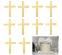 Anrbb 10 Pezzi di Decorazioni per Torte per la Comunione, Decorazioni per Torte in Acrilico Dorato con Croce Lucida, Decorazioni per Torte per Battesimo, Prima Comunione, Matrimonio, cresima e Festa.
