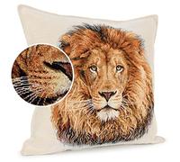 ANRO Federa decorativa per cuscino, cuscino per divano, federa per cuscino, leone, 45 x 45 cm, senza imbottitura