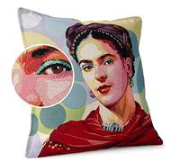 ANRO Federa per cuscino decorativo, cuscino per divano, Gobelin, motivo Frida Kahlo 45 x 45 cm, con imbottitura