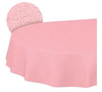 ANRO Tovaglia antimacchia Rosa effetto lino ovale 200x140 cm misto cotone | lavabile a 30 °C - ideale per giardino, terrazza e sala da pranzo