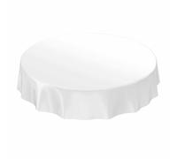 ANRO Tovaglia Cerata al Metro, in Bianco, Liscia, Lavabile, Rotonda, 140 cm, Tela CER PVC, Bordo di Taglio