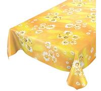 ANRO - Tovaglia Cerata con camomilla Gialla, 100 x 140 cm, Bordo Tagliato 100 x 140 cm
