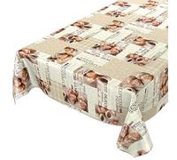 ANRO Tovaglia Cerata, Lavabile, caffè, 100 x 140 cm, Colore: Beige, Asciugamani, Bordo di Taglio