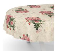ANRO Tovaglia cerata, lavabile, cartolina, con rose ovale, 200 x 140 cm, con bordo tagliato