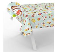 ANRO Tovaglia cerata, lavabile, da giardino, per interni ed esterni, 200 x 140 cm, con bordo tagliato, dessert e menta