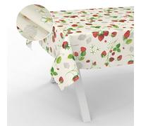 ANRO Tovaglia cerata, lavabile, da giardino, per interni ed esterni, 220 x 140 cm, con bordo tagliato, fragole