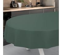 ANRO Tovaglia cerata, lavabile, da giardino, per interni ed esterni, ovale, 220 x 140 cm, con bordo tagliato, verde abete