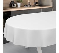 ANRO Tovaglia cerata, lavabile, da giardino, per interni ed esterni, ovale, 240 x 140 cm, con bordo tagliato, colore bianco