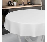 ANRO Tovaglia cerata, lavabile, da giardino, per interni ed esterni, rotonda, 100 cm, con bordo tagliato, colore bianco
